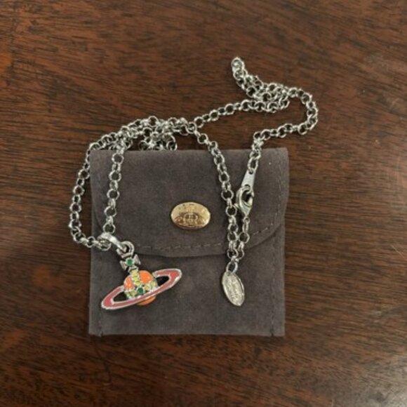 Vivienne Westwood orange crystal saturn necklace - Picture 4 of 5